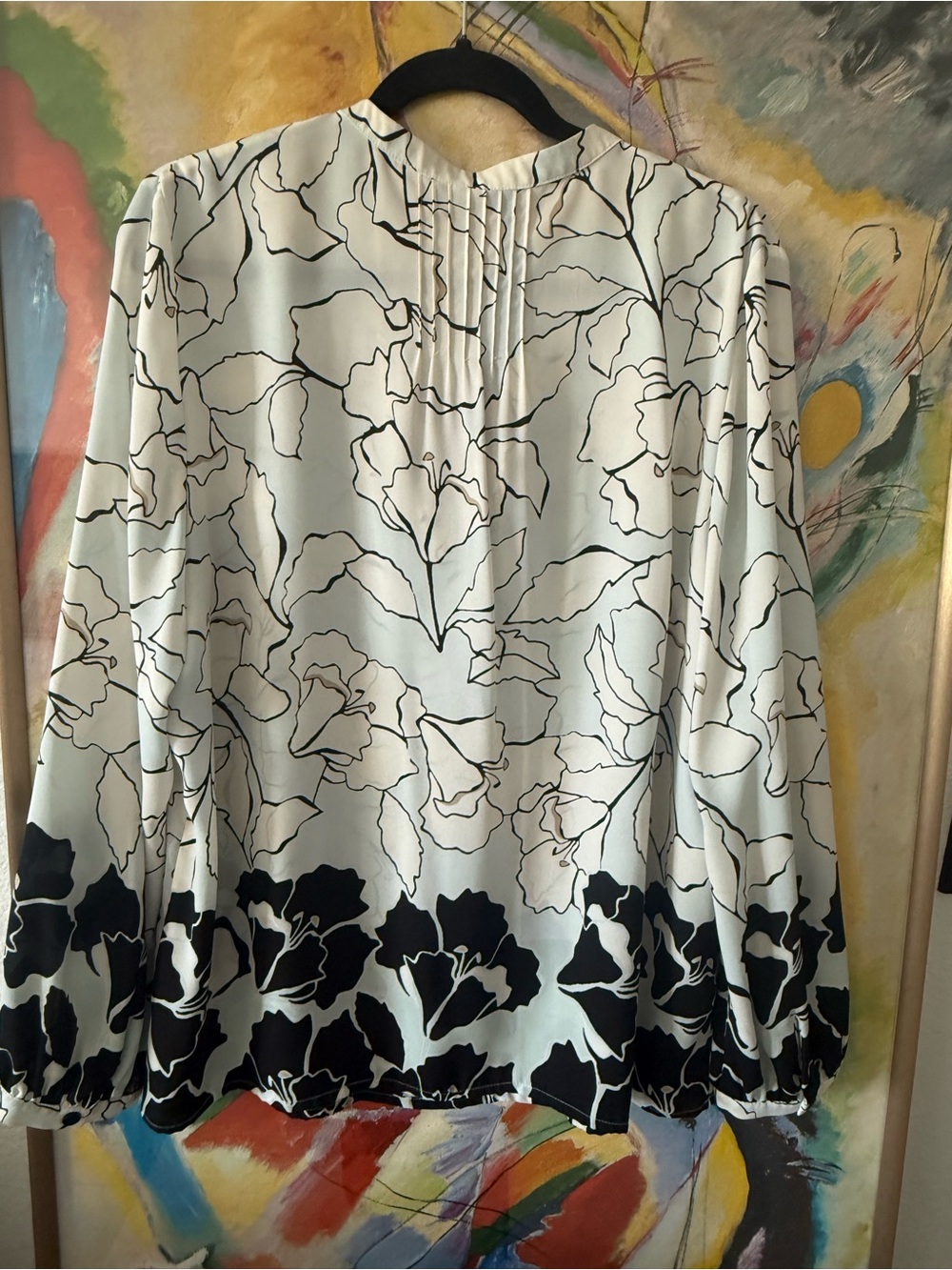 Karl Lagerfeld Black and White Floral Print Blouse